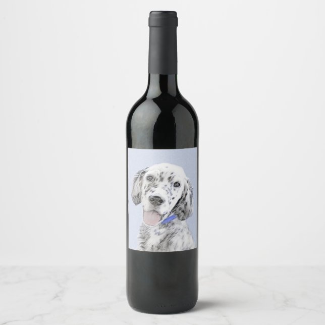 English Setter Blue Belton Painting Dog Art Wine Label (Front)