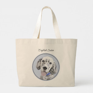 English Setter Blue Belton Painting Pet Dog Art Large Tote Bag