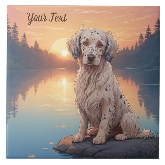 English Setter by Lake Ceramic Tile (Front)