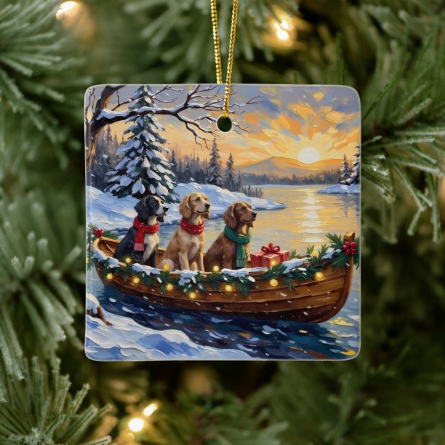 English Setter Christmas Boat Holiday Ceramic Ornament (Tree)