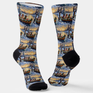 English Setter Christmas Boat Holiday Socks