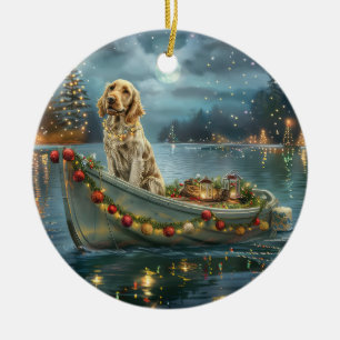 English Setter Christmas Festive Voyage Ceramic Ornament