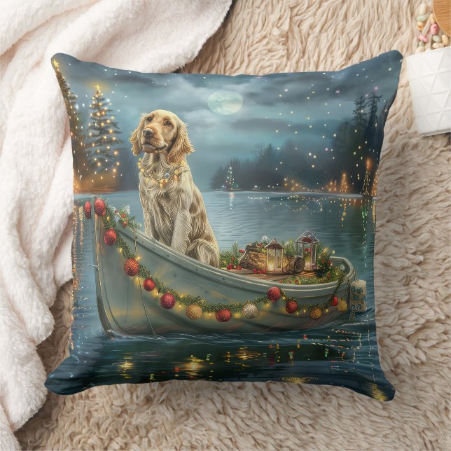 English Setter Christmas Festive Voyage  Cushion (Blanket)