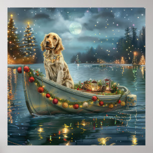 English Setter Christmas Festive Voyage  Poster