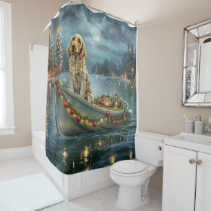 English Setter Christmas Festive Voyage Shower Curtain