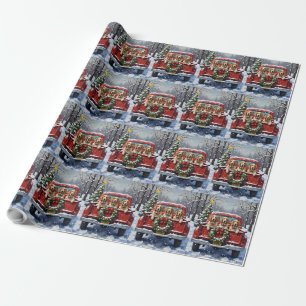 English Setter Christmas Red Truck Holiday Wrapping Paper
