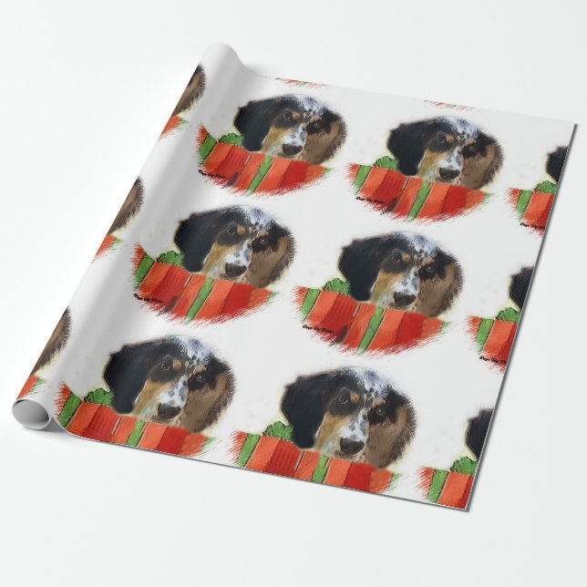 English Setter Christmas Wrapping Paper (Unrolled)