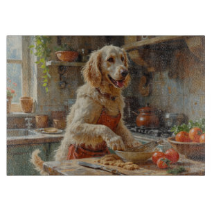 English Setter Cooking in Kitchen Cutting Board