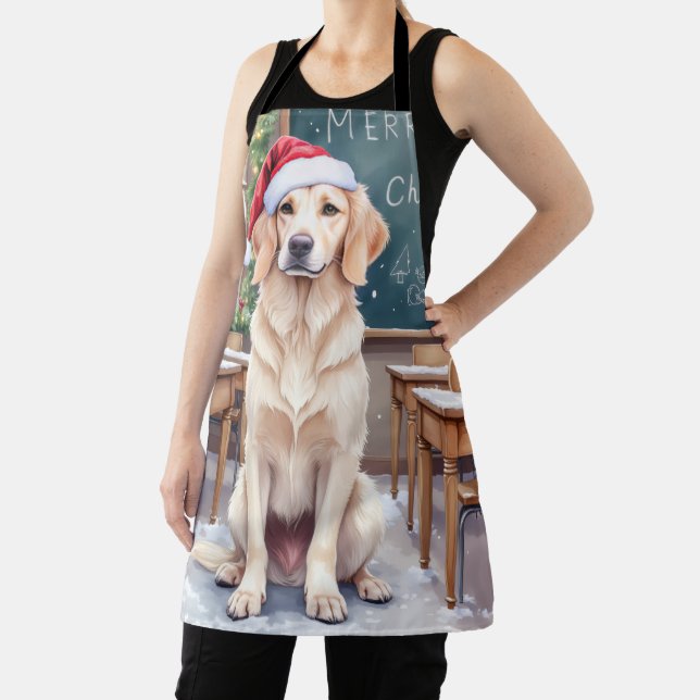 English Setter Cosy Classroom Teacher Santa Apron (Insitu)