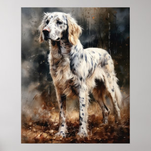 English Setter Dog Art Print Poster