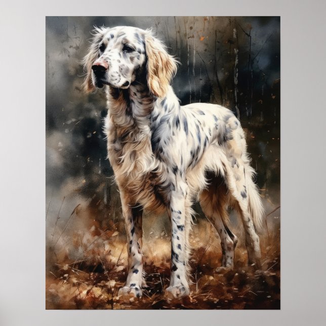 English Setter Dog Art Print Poster (Front)