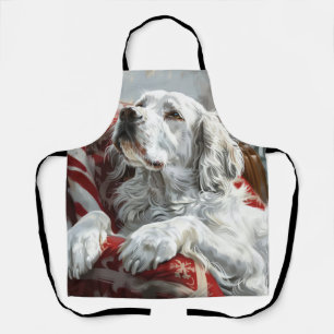 English Setter Dog Christmas Festive Apron