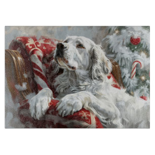 English Setter Dog Christmas Festive Cutting Board