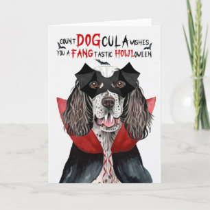 English Setter Dog Funny Count DOGcula Halloween Holiday Card