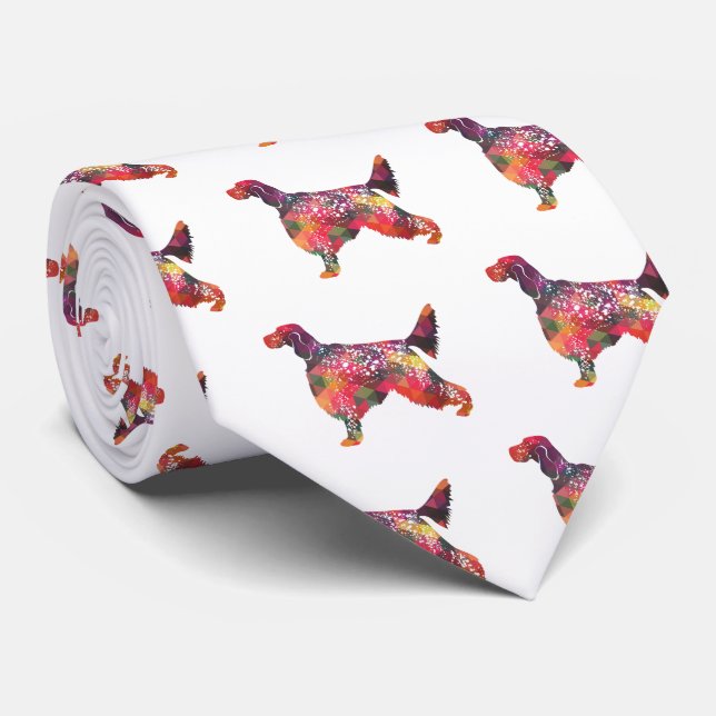 English Setter Dog Geometric Silhouette - Multi Tie (Rolled)