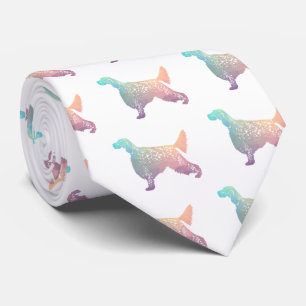 English Setter Dog Geometric Silhouette - Pastel Tie