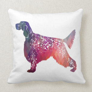 English Setter Dog Geometric Silhouette - Pink Cushion