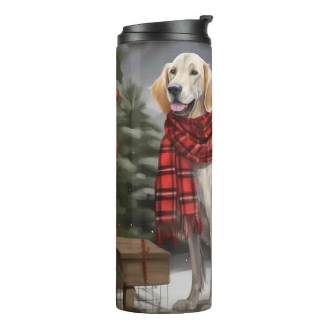 English Setter Dog in Snow Christmas Thermal Tumbler (Rotated Left)