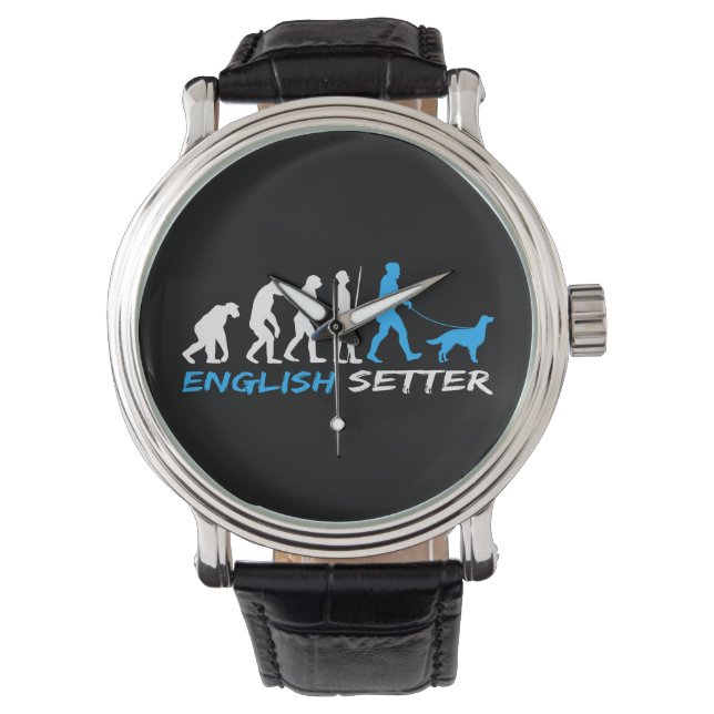 English Setter Dog Owner Evolution Funny Watch (Front)