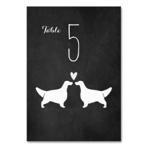 English Setter Dog Silhouettes Wedding Reception Table Number
