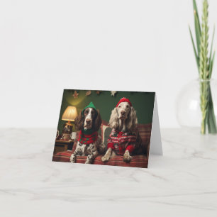English Setter Dogs Christmas Card