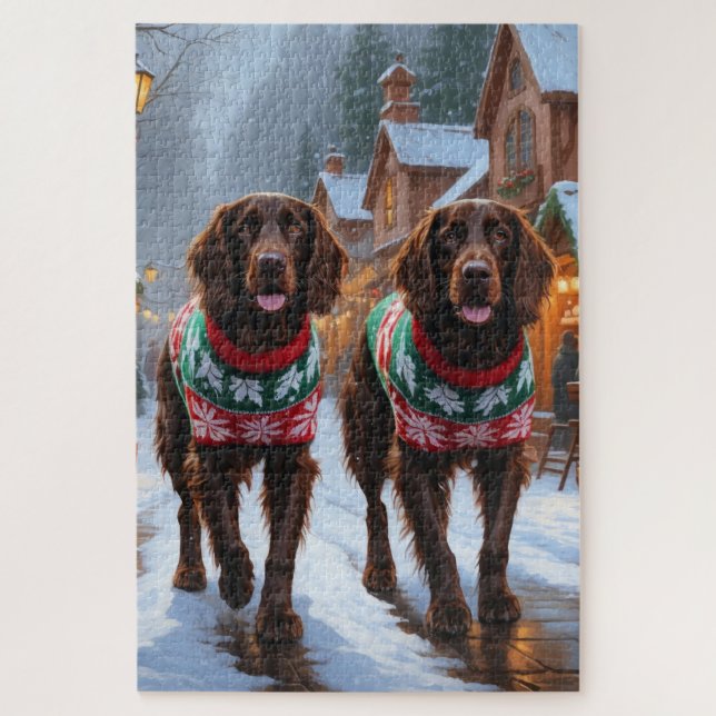 English Setter Dogs Christmas Snow Holiday Jigsaw Puzzle (Vertical)