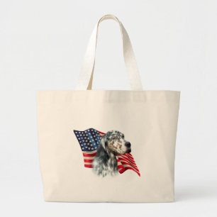 English Setter Flag Large Tote Bag
