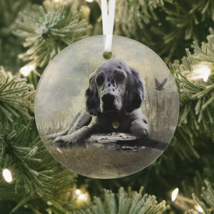 English Setter Glass Tree Decoration