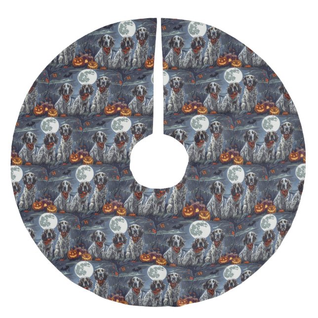 English Setter Halloween Spooky Brushed Polyester Tree Skirt (Front)
