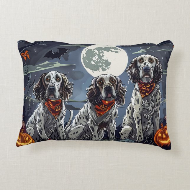 English Setter Halloween Spooky Decorative Cushion (Back)
