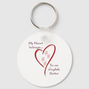 English Setter Heart Belongs Key Ring