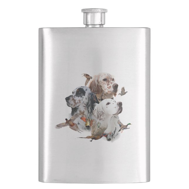 English Setter  Hip Flask (Front)