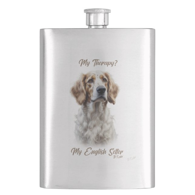 English Setter  Hip Flask (Front)