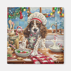 English Setter Holiday Baking: Festive Christmas Magnet