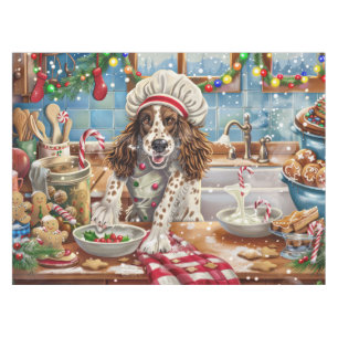English Setter Holiday Baking: Festive Christmas Tablecloth