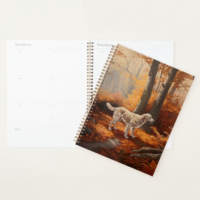 English Setter in Autumn Leaves Fall Inspire Planner (Display)