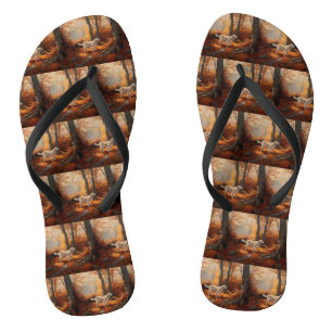 English Setter in Autumn Leaves Fall Inspire Thongs