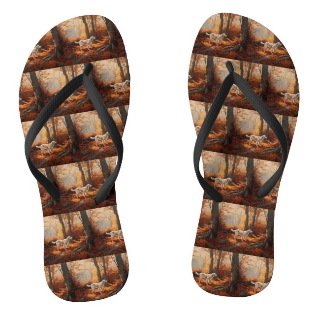 English Setter in Autumn Leaves Fall Inspire Thongs (Footbed)
