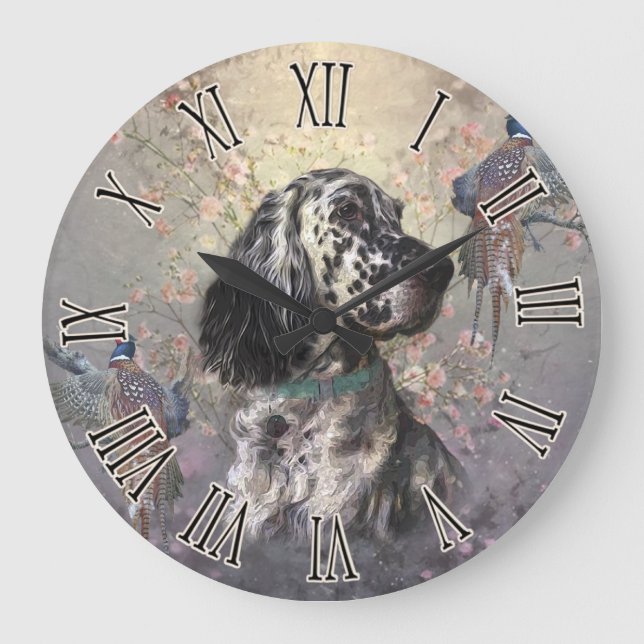 English Setter Large Clock (Front)