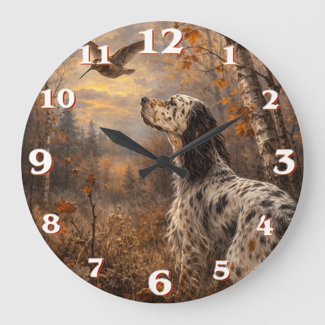 English Setter Large Clock (Front)