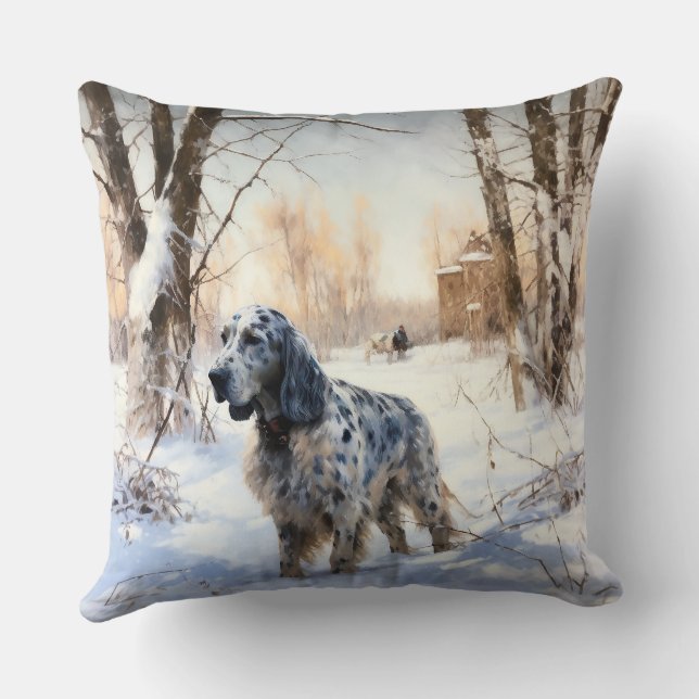 English Setter Let It Snow Christmas Cushion (Back)
