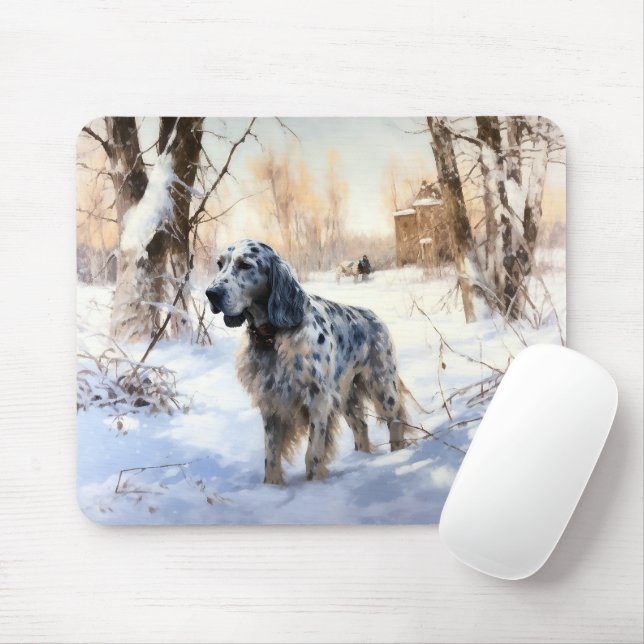 English Setter Let It Snow Christmas Mouse Pad (With Mouse)