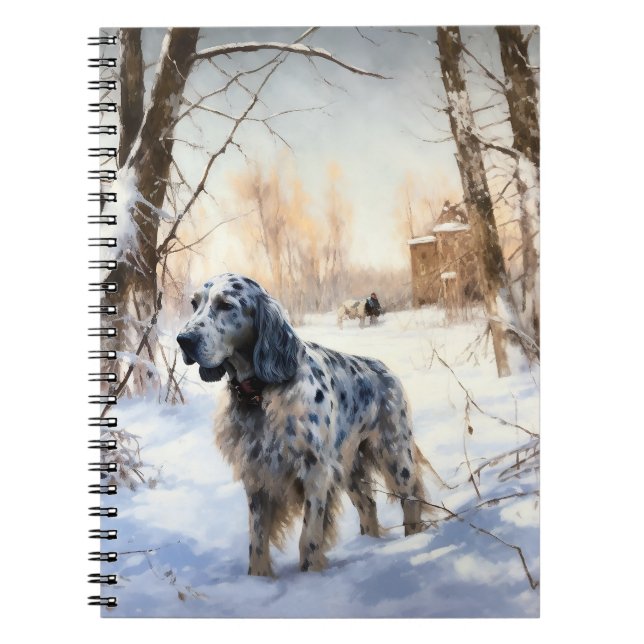 English Setter Let It Snow Christmas Notebook (Front)