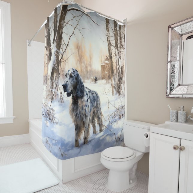 English Setter Let It Snow Christmas Shower Curtain (In Situ)