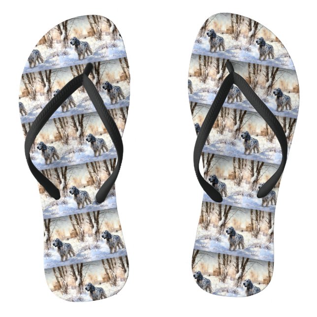 English Setter Let It Snow Christmas Thongs (Footbed)