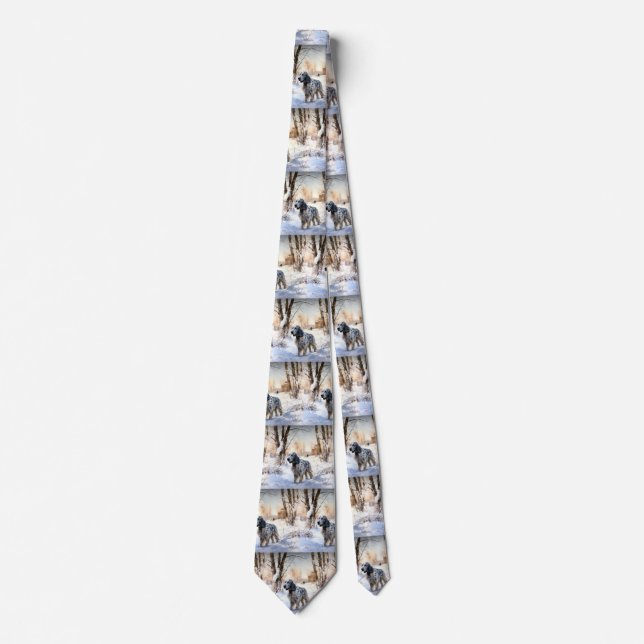 English Setter Let It Snow Christmas Tie (Front)
