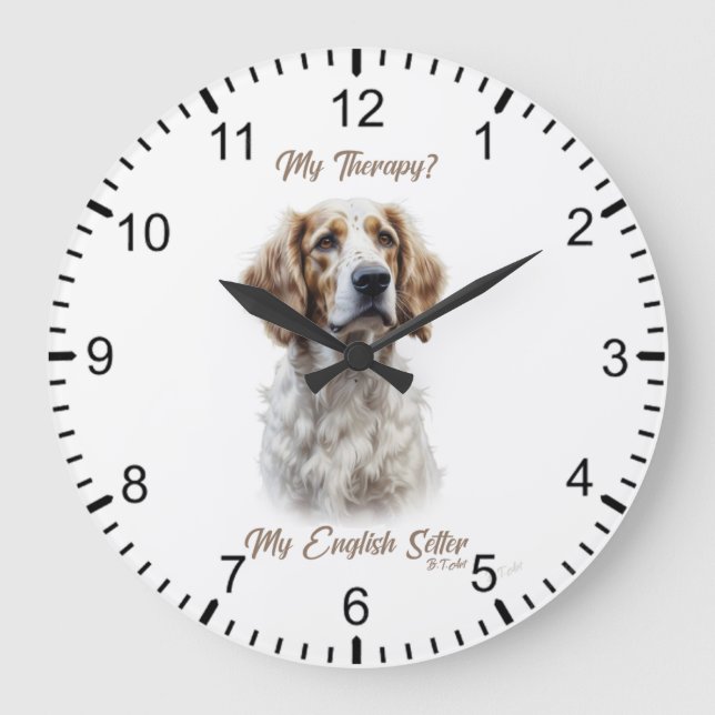 English Setter Lifestyle Large Clock (Front)