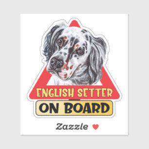 English Setter On Board Dog Red Traffic Sign