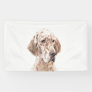 English Setter Orange Belton Painting Dog Art Banner