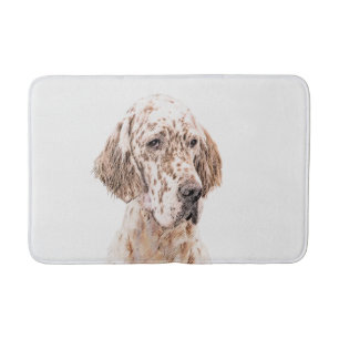English Setter Orange Belton Painting Dog Art Bath Mat